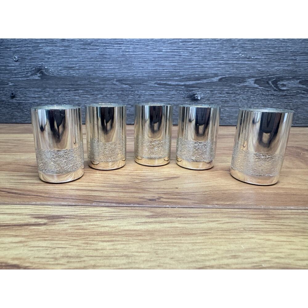 BSF Germany Vintage Silver Tone Cordial /Shot Glasses Hollywood Regency Style~5